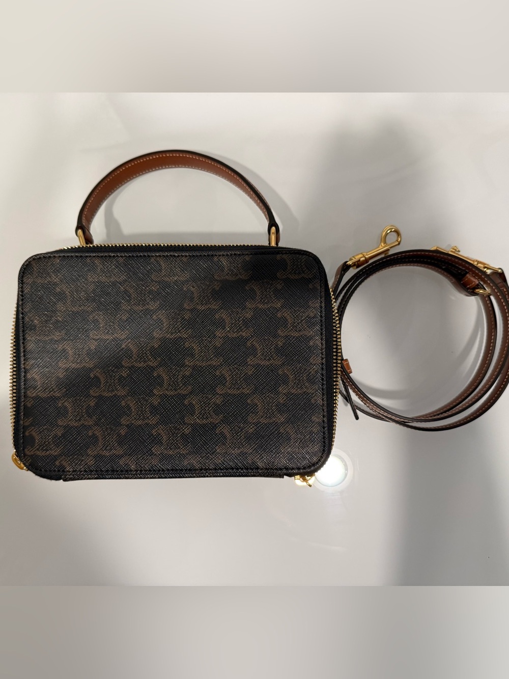 Celine Leather Interior Card Slot Tote in Cognac